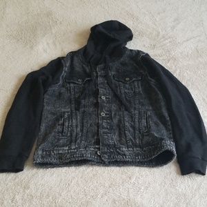 Black denim hoodie